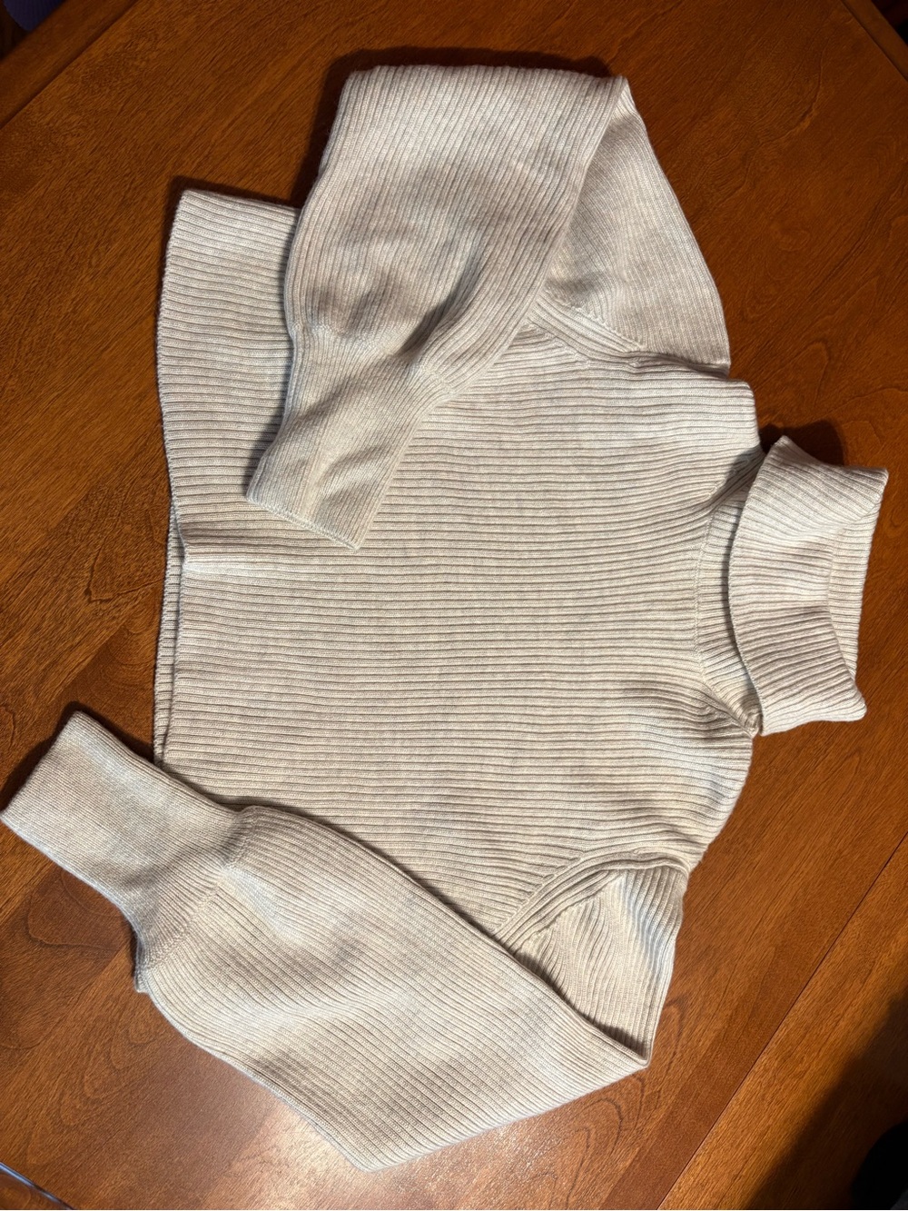 Wilfred Cream Ribbed Turtleneck Sweater